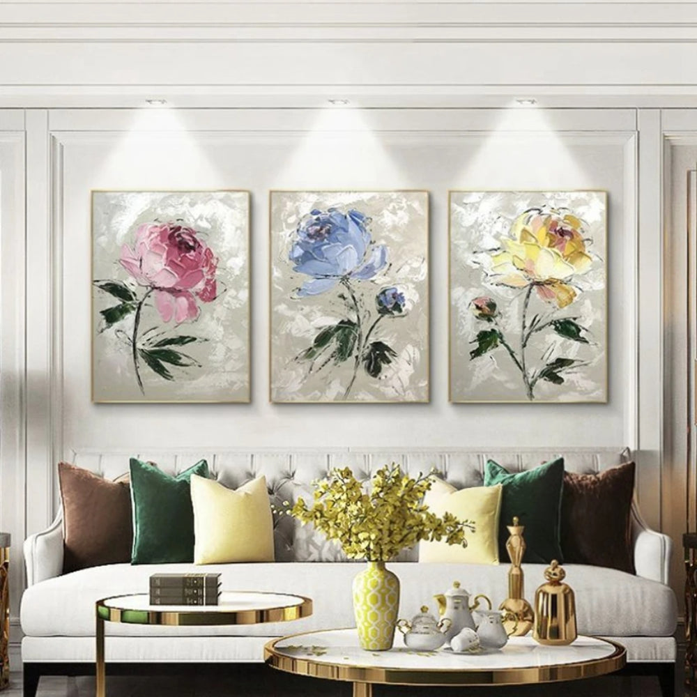 Nordic Abstract Texture Rose Set of 3 Wall Painting