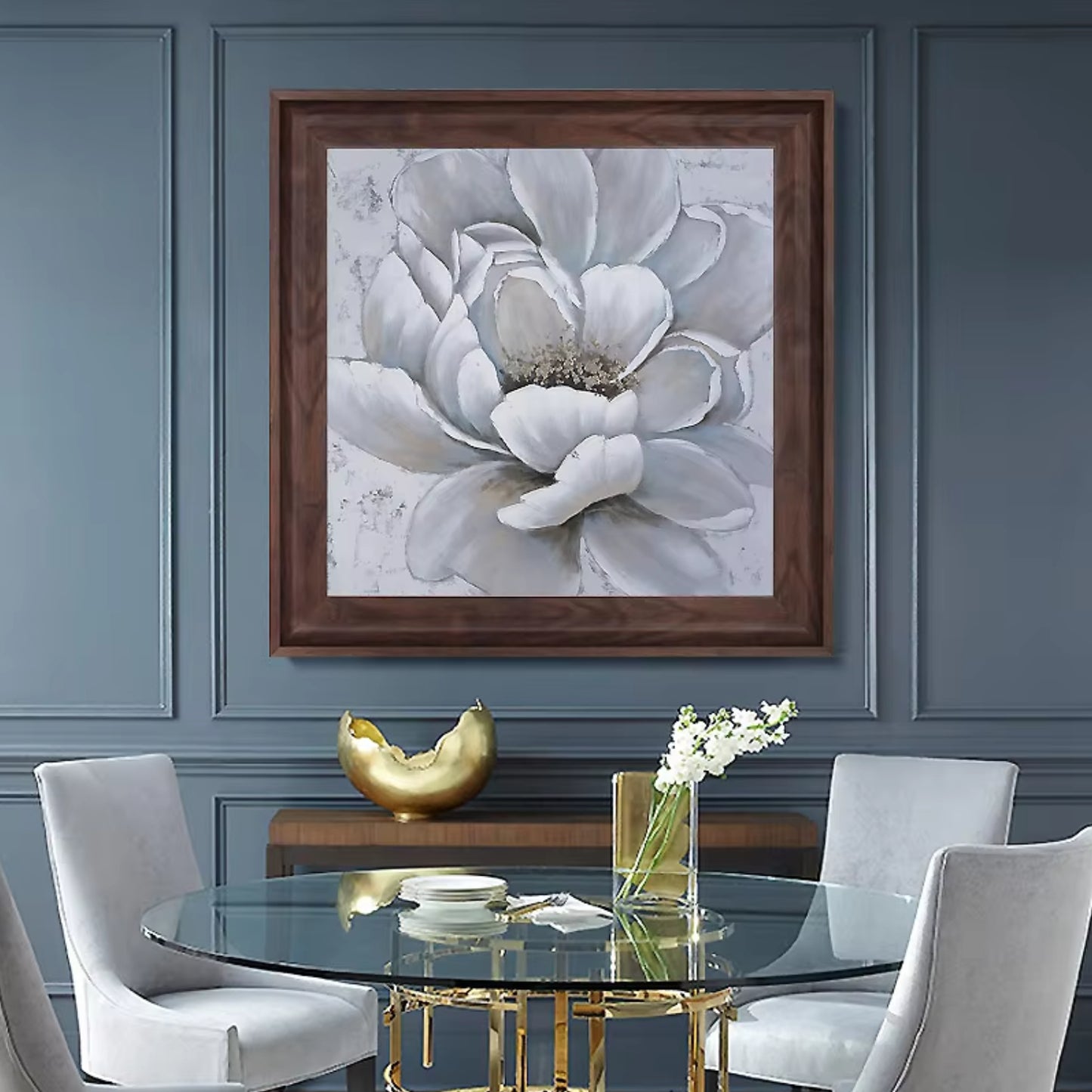 Nordic Floral Oil Painting Modern Abstract Wall Art Décor