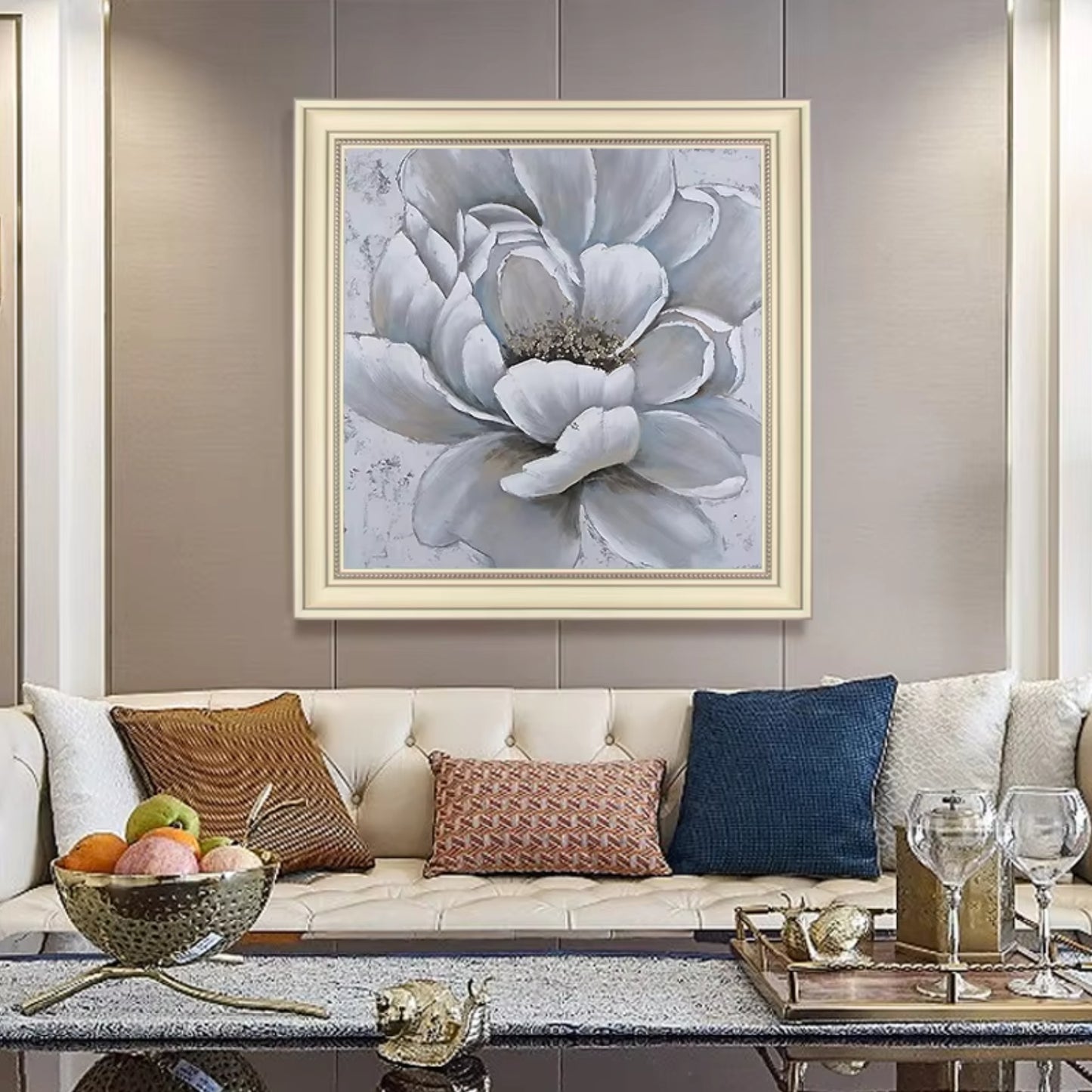 Nordic Floral Oil Painting Modern Abstract Wall Art Décor