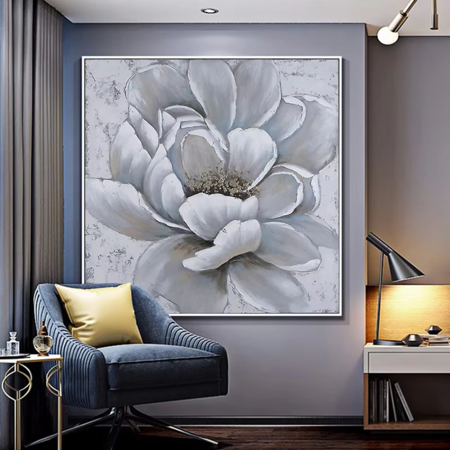 Nordic Floral Oil Painting Modern Abstract Wall Art Décor