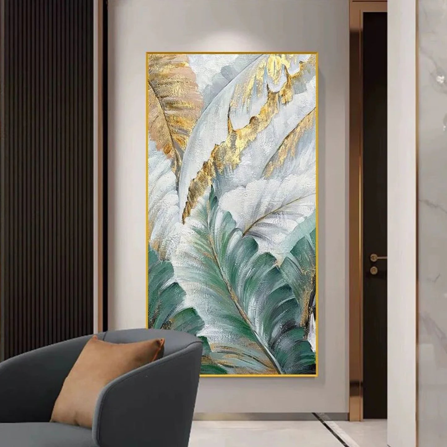 Nordic Gold Foil Leaf Handmade Wall Painting