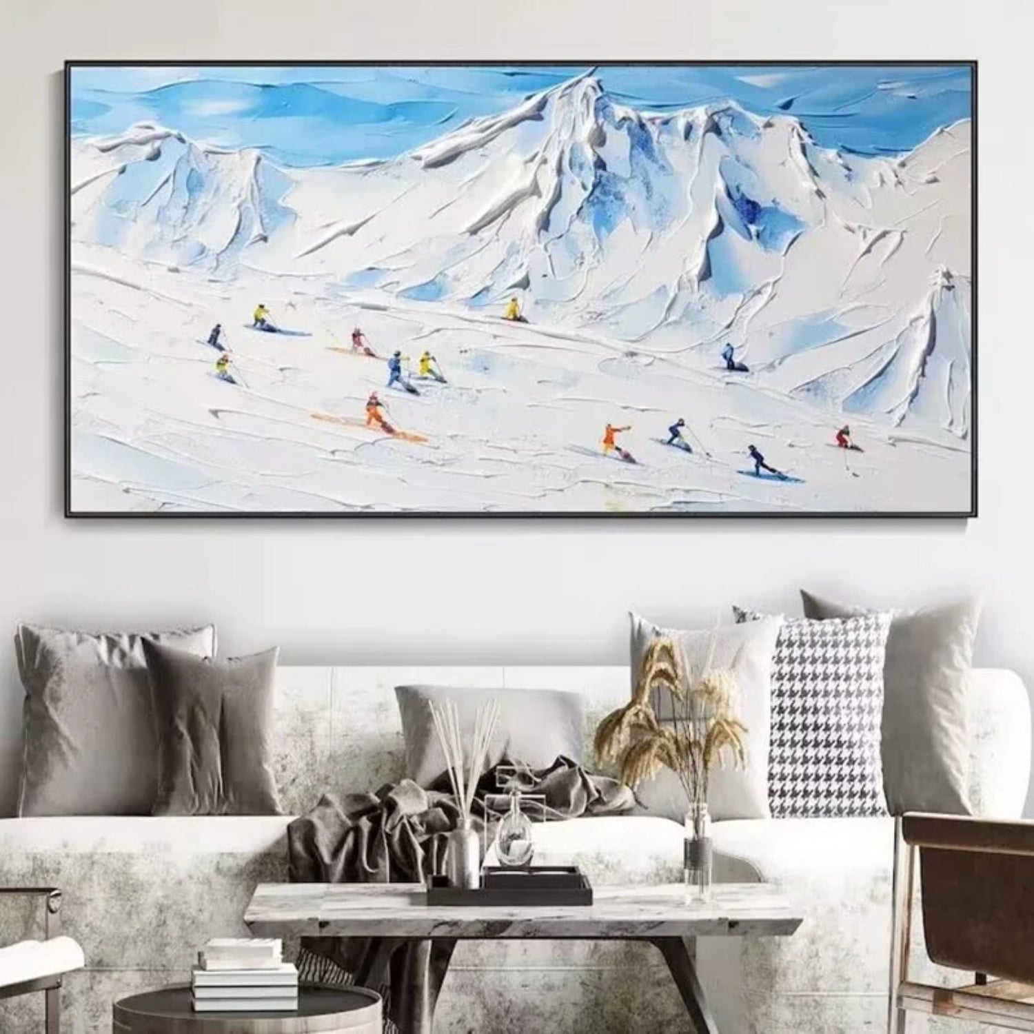 Nordic Handmade Snow Mountain Skiing Wall Art