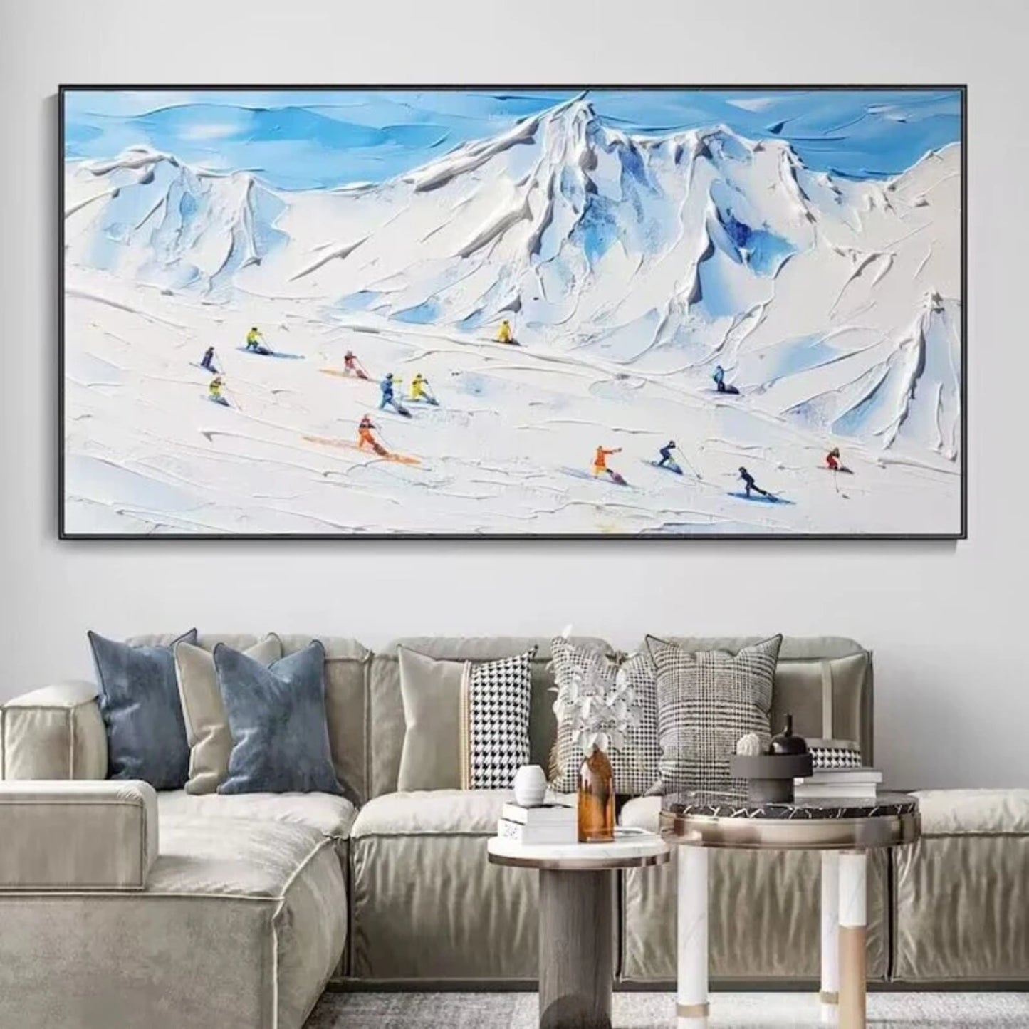 Nordic Handmade Snow Mountain Skiing Wall Art