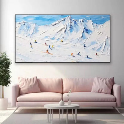 Nordic Handmade Snow Mountain Skiing Wall Art
