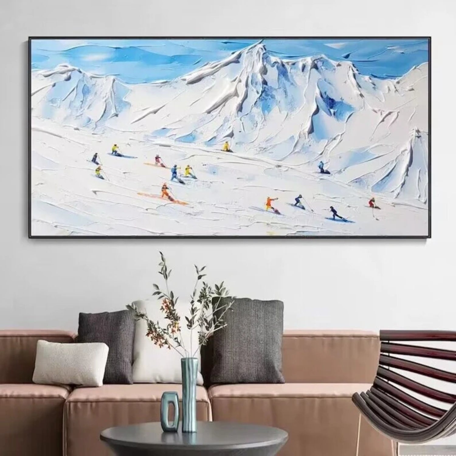 Nordic Handmade Snow Mountain Skiing Wall Art