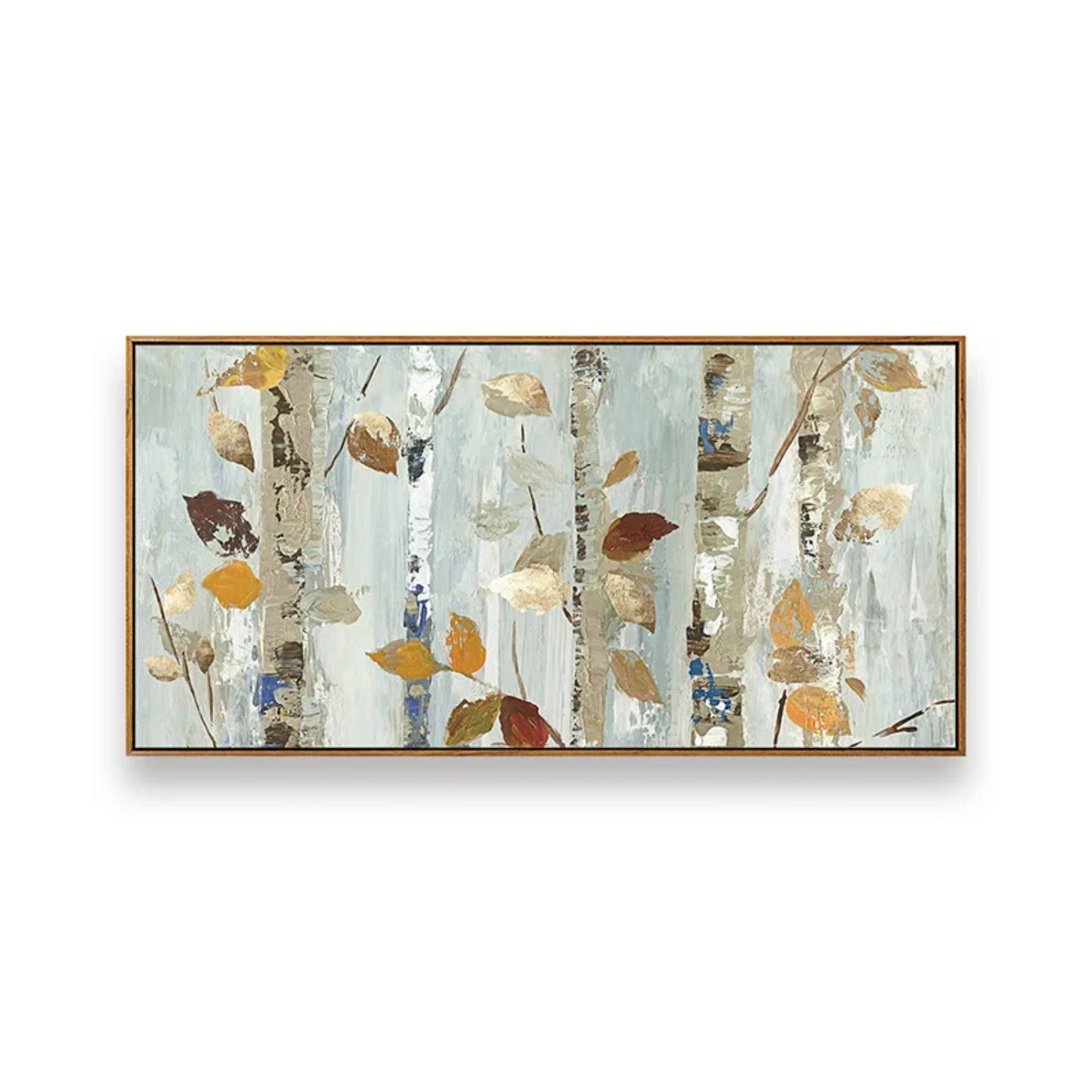 Nordic-Style Autumn Leaves on Birch Tree Painting