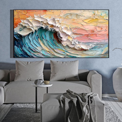3D Abstract Ocean Wave – Hand-Painted Impasto Seascape Wall Art