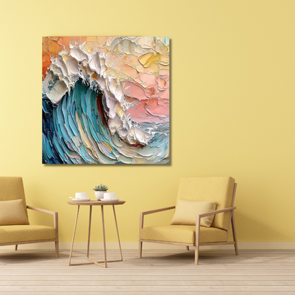 3D Abstract Ocean Wave – Hand-Painted Impasto Seascape Wall Art