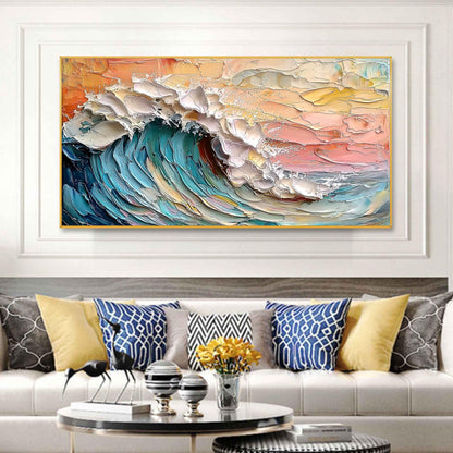 3D Abstract Ocean Wave – Hand-Painted Impasto Seascape Wall Art