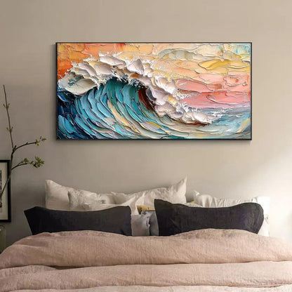 3D Abstract Ocean Wave – Hand-Painted Impasto Seascape Wall Art