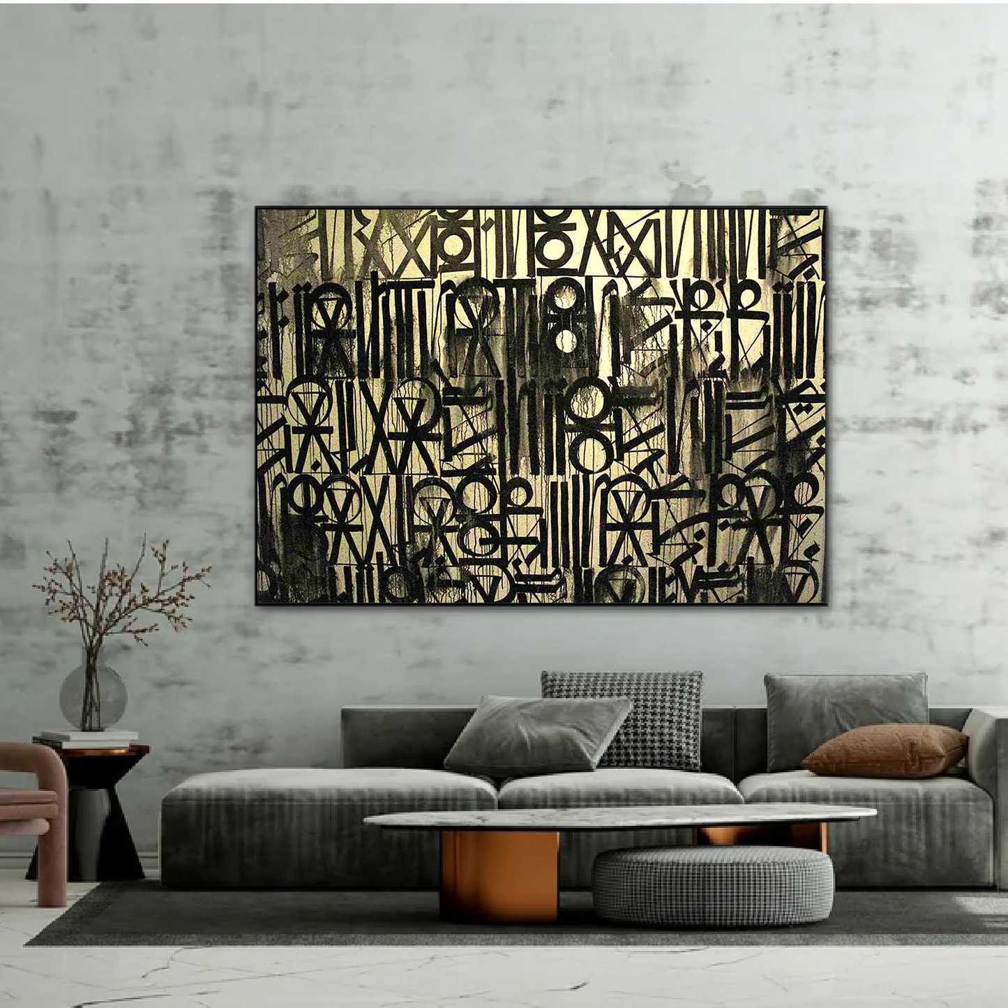 Retna-Inspired Black and Gold Calligraphic Pop Art