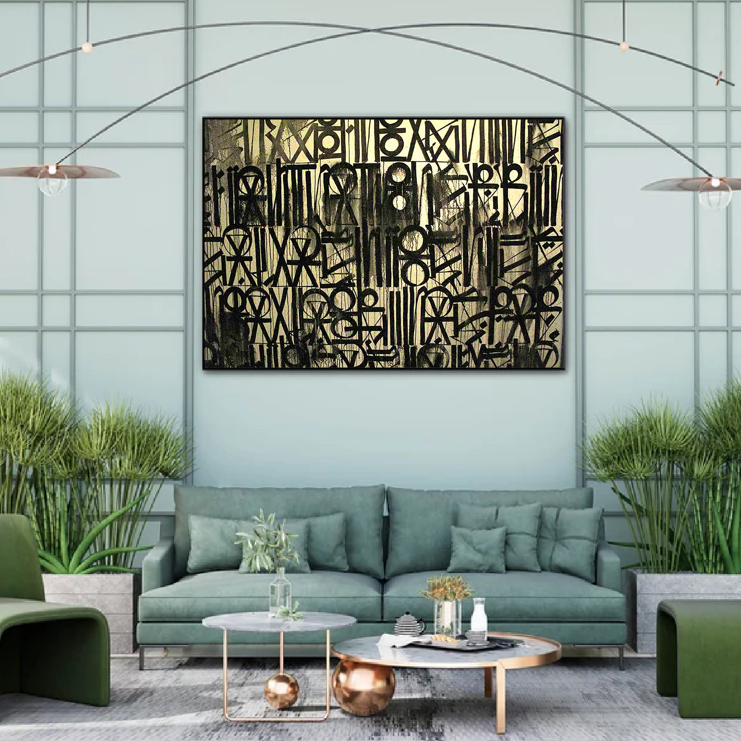 Retna-Inspired Black and Gold Calligraphic Pop Art