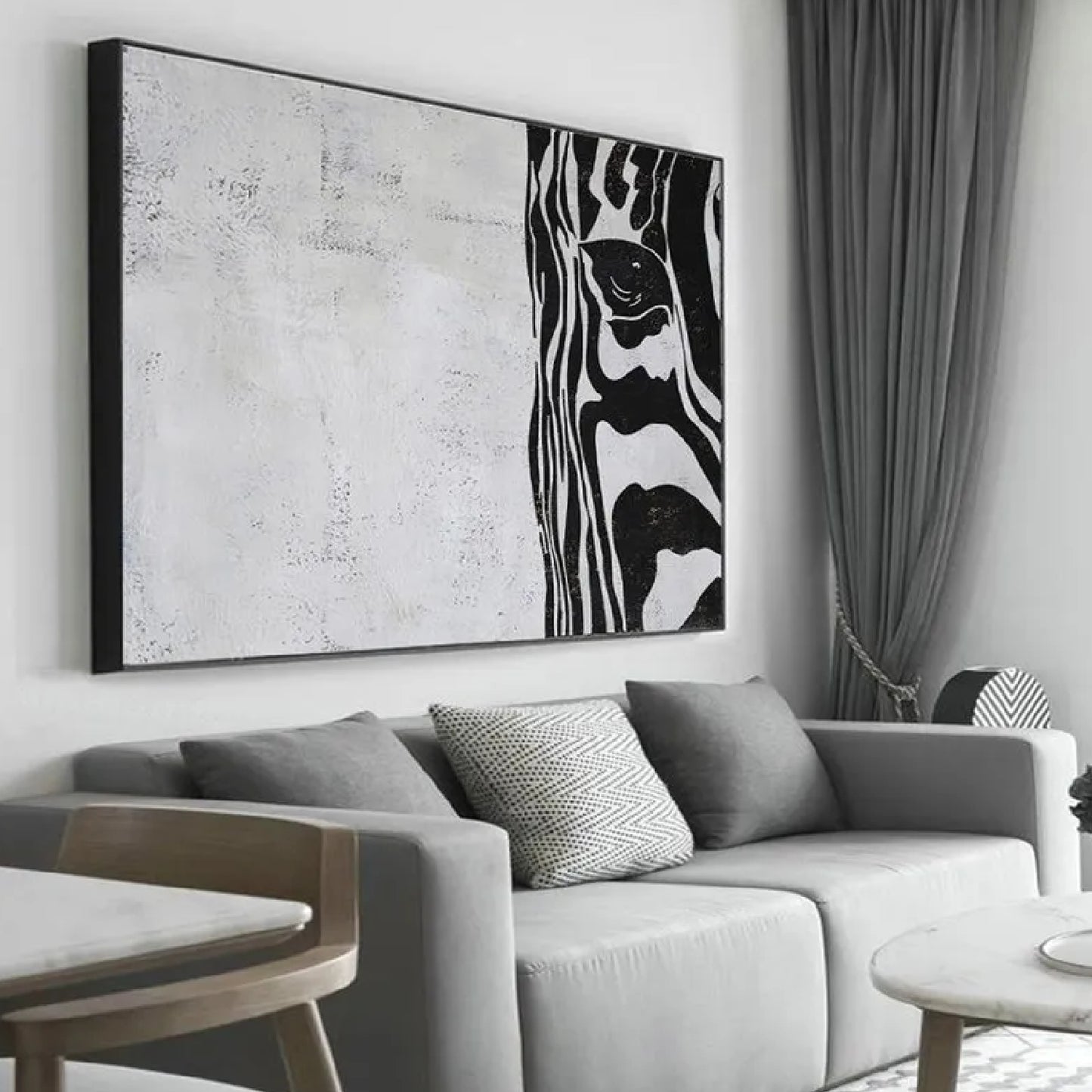 Original Minimalist Zebra Eye Canvas Wall Painting