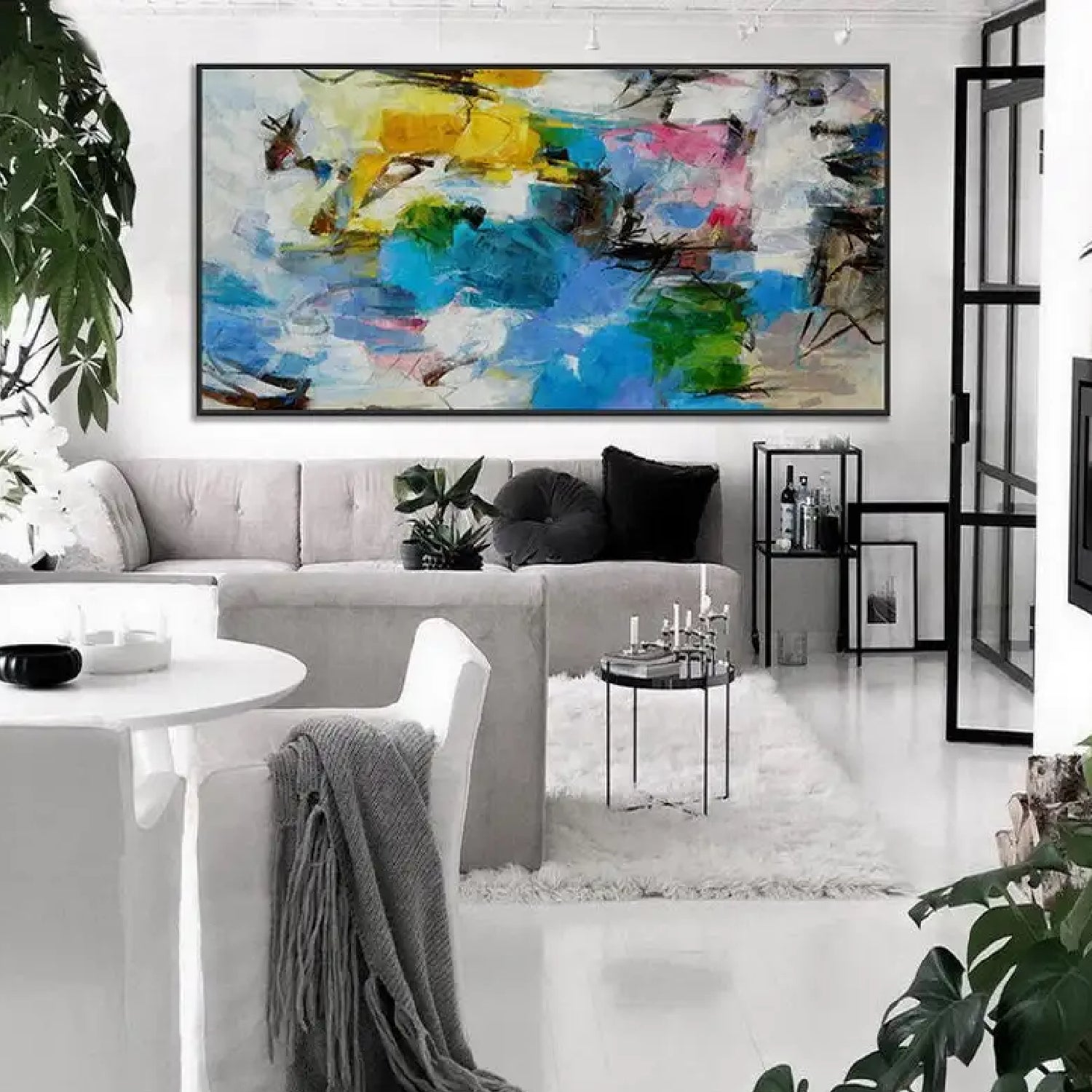 Panoramic Colourful Abstract Minimal Oil Painting