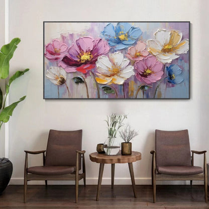 Pastel Bloom Textured Floral Wall Art in Soft Tones
