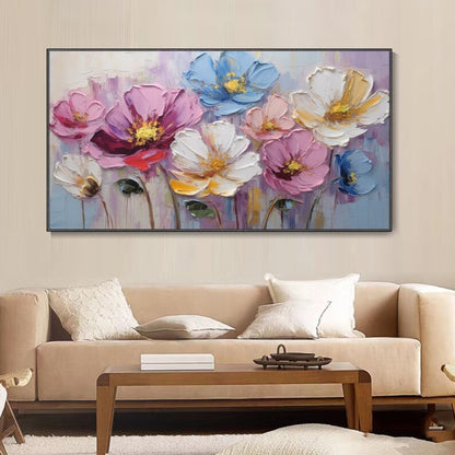 Pastel Bloom Textured Floral Wall Art in Soft Tones