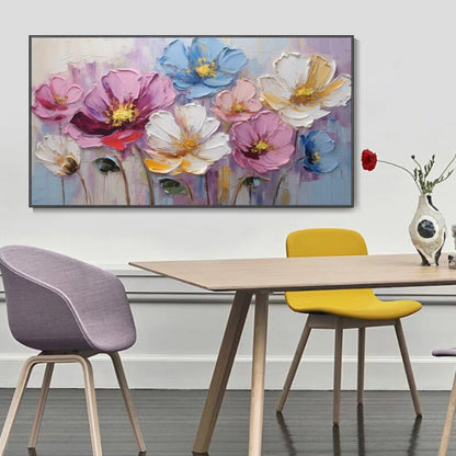 Pastel Bloom Textured Floral Wall Art in Soft Tones