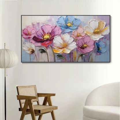 Pastel Bloom Textured Floral Wall Art in Soft Tones