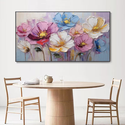 Pastel Bloom Textured Floral Wall Art in Soft Tones