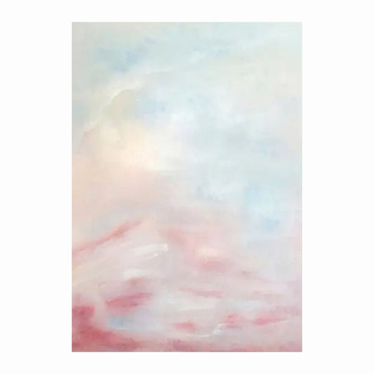 Soft cloud-like washes of pale blue, cream and blush pink with deeper pink near the lower edge.