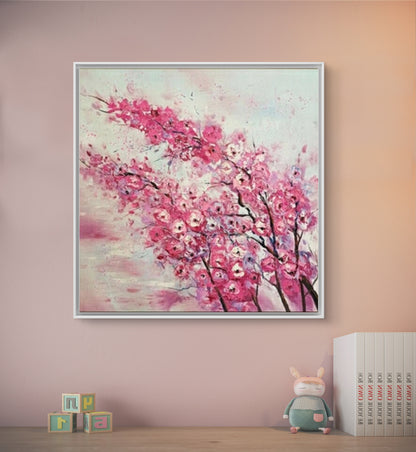 Pink Blossom Floral Tree Branch Abstract Painting
