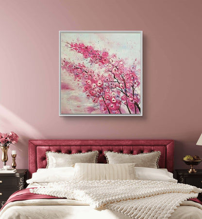 Pink Blossom Floral Tree Branch Abstract Painting