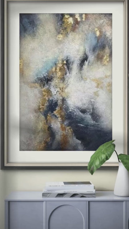 Modern Gold Foil Cloud 100% Hand Painted Wall Art
