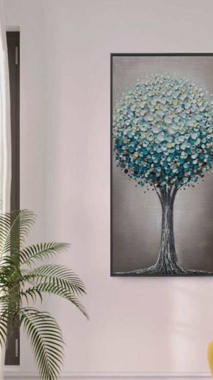 Elegant Fortune Tree 100% Hand Painted 3D Wall Art