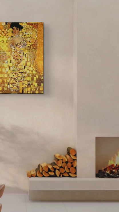 Golden Elegance – Hand-Painted Gustav Klimt Reproduction on Canvas with Gold Details