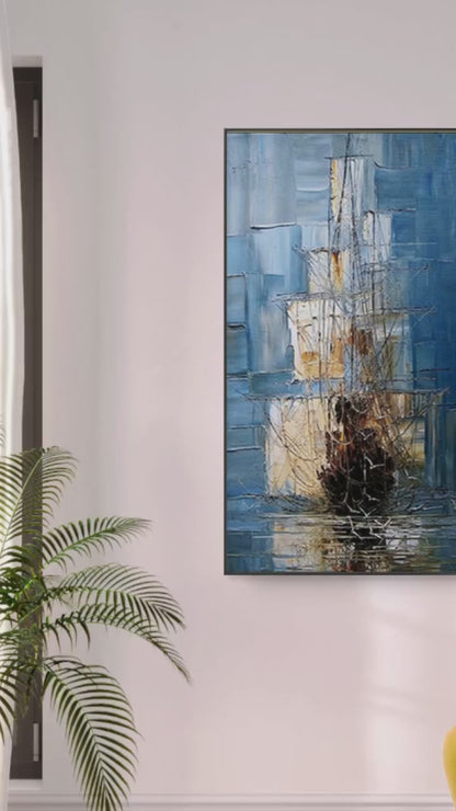Voyages Expressive Ship Canvas Oil Wall Painting