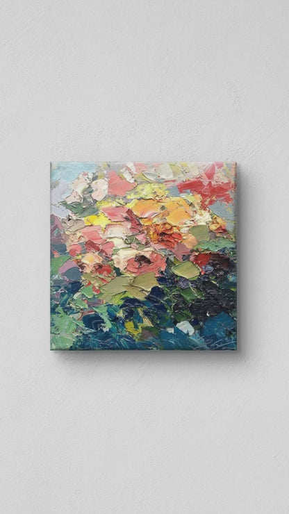3D Palette Knife Floral – Heavy Textured Hand-Painted Canvas