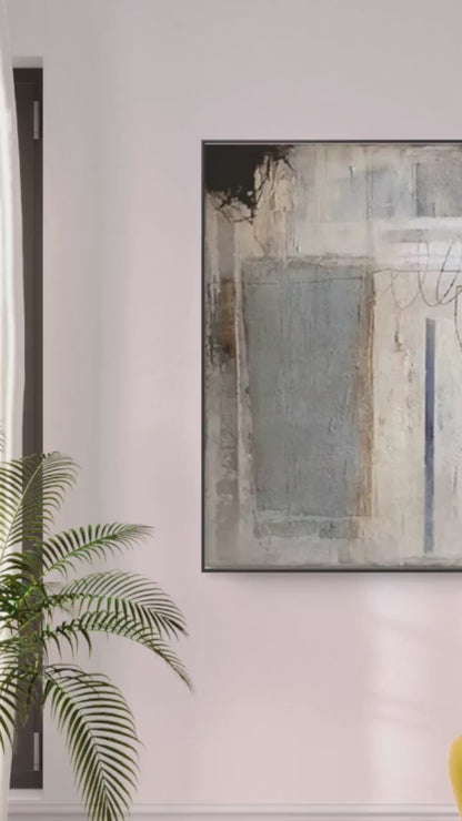 Wabi-Sabi Calm – Minimalist Beige & Grey Abstract Canvas Painting