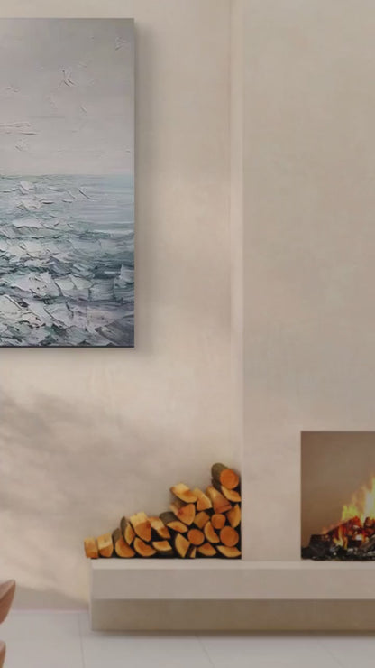 Acrylic Texture Ocean Waves Palette Knife Painting