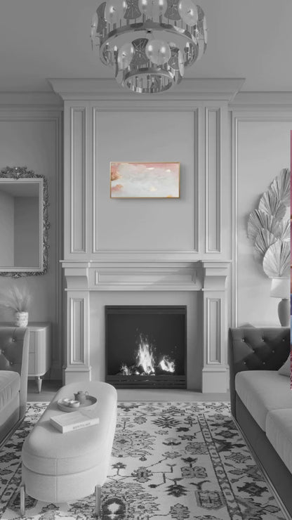 Whispers of Dawn – Soft Blush and Gold Hand-Painted Abstract Canvas