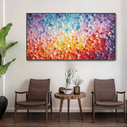 Radiant Dawn Colorful Abstract Petal Textured Painting