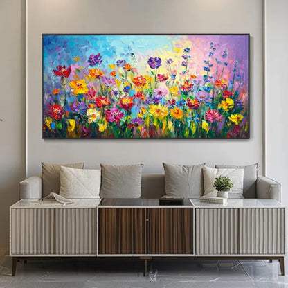 Radiant Symphony Bold Multicolor Floral Field Painting