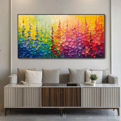 Radiant Bloom Rainbow Textured Floral Wall Art