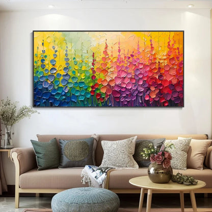Radiant Bloom Rainbow Textured Floral Wall Art