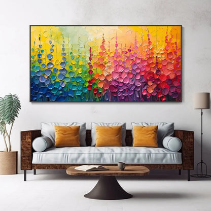 Radiant Bloom Rainbow Textured Floral Wall Art