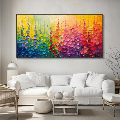 Radiant Bloom Rainbow Textured Floral Wall Art