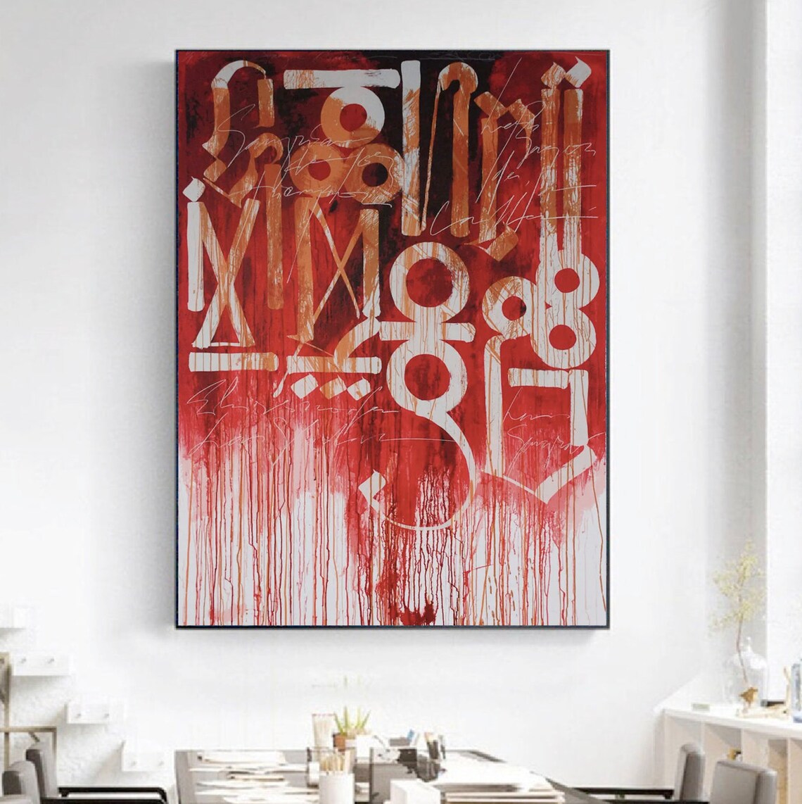 Red and White Retna Street Graffiti Oil Painting