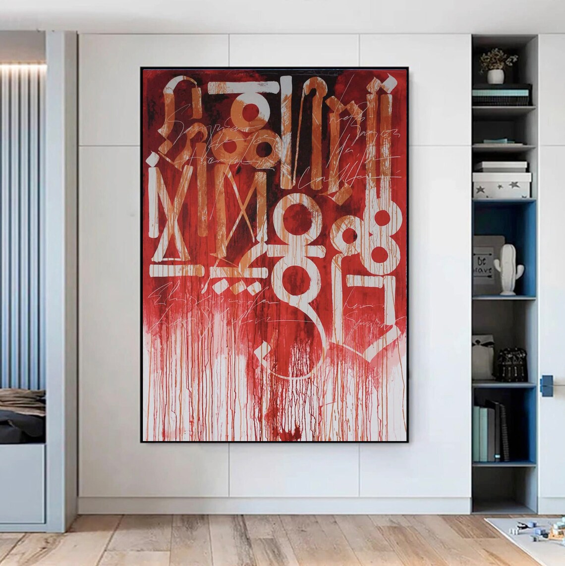 Red and White Retna Street Graffiti Oil Painting