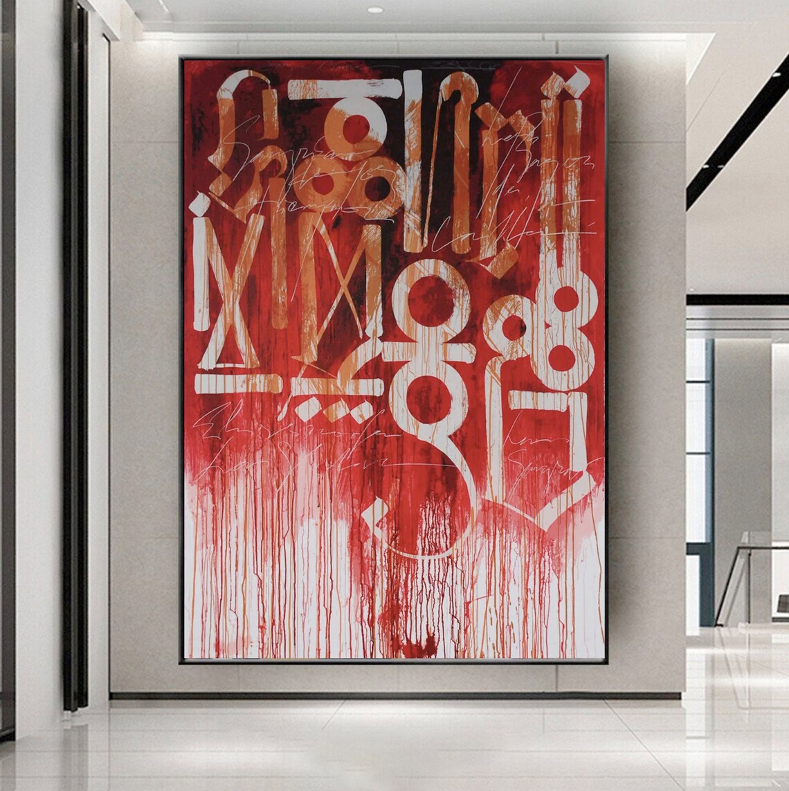 Red and White Retna Street Graffiti Oil Painting