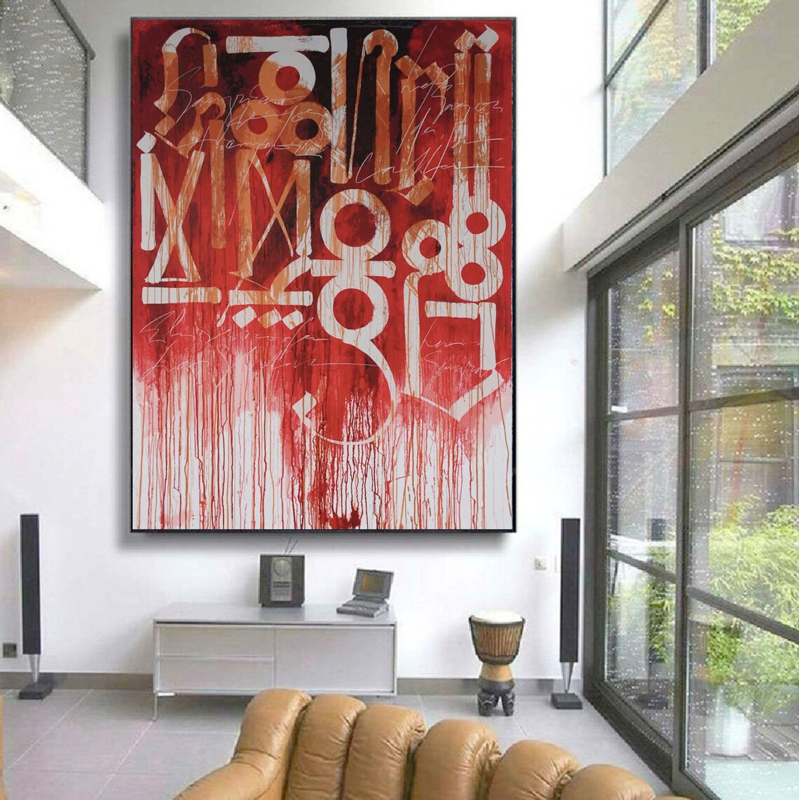 Red and White Retna Street Graffiti Oil Painting