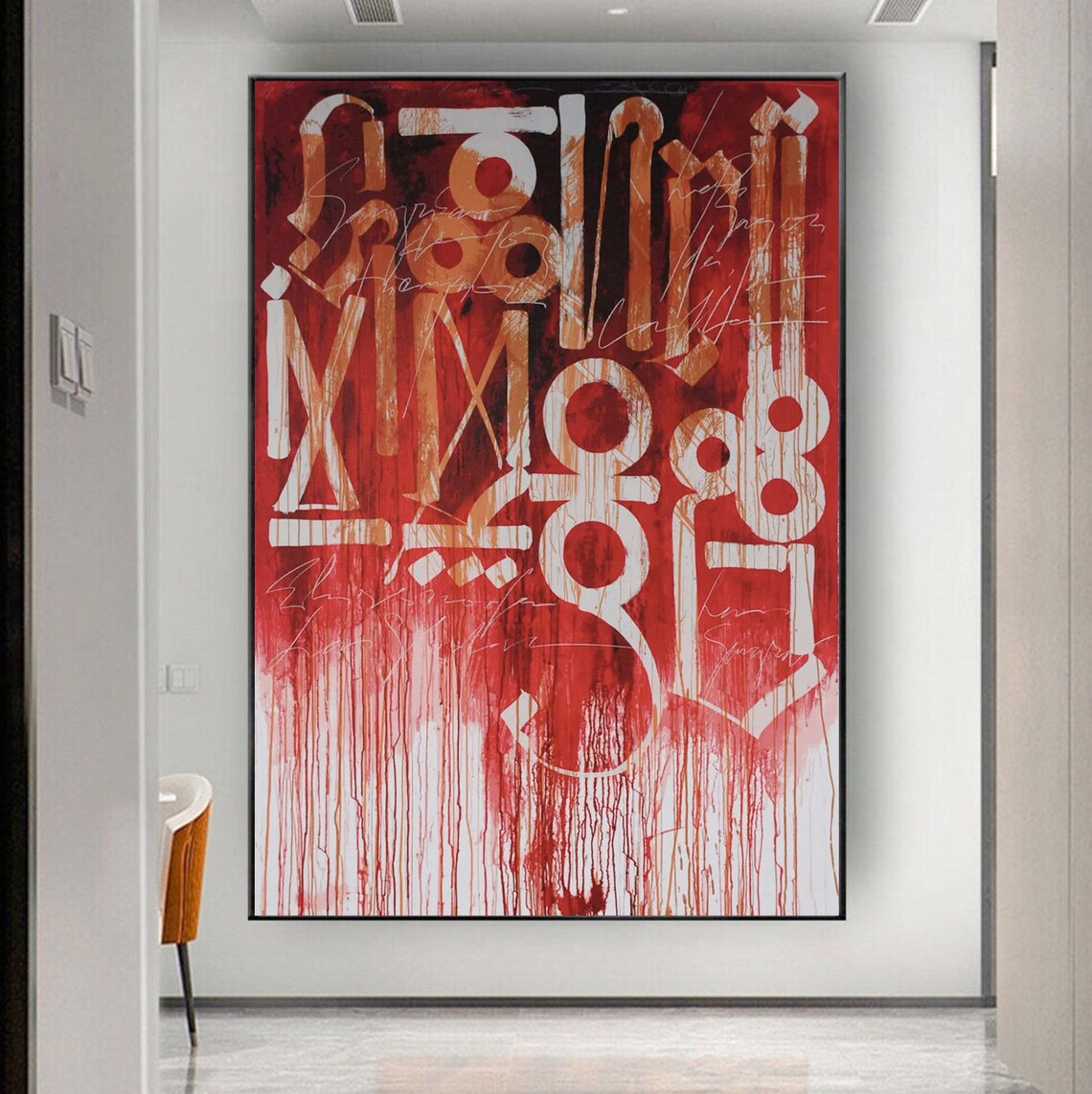 Red and White Retna Street Graffiti Oil Painting