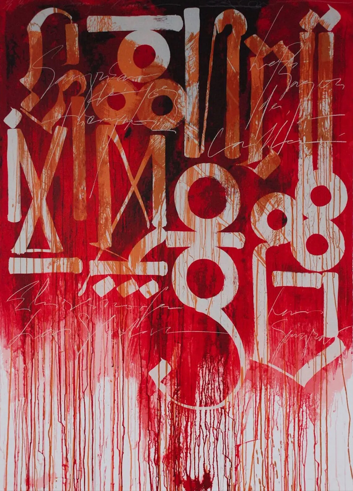 Red and White Retna Street Graffiti Oil Painting