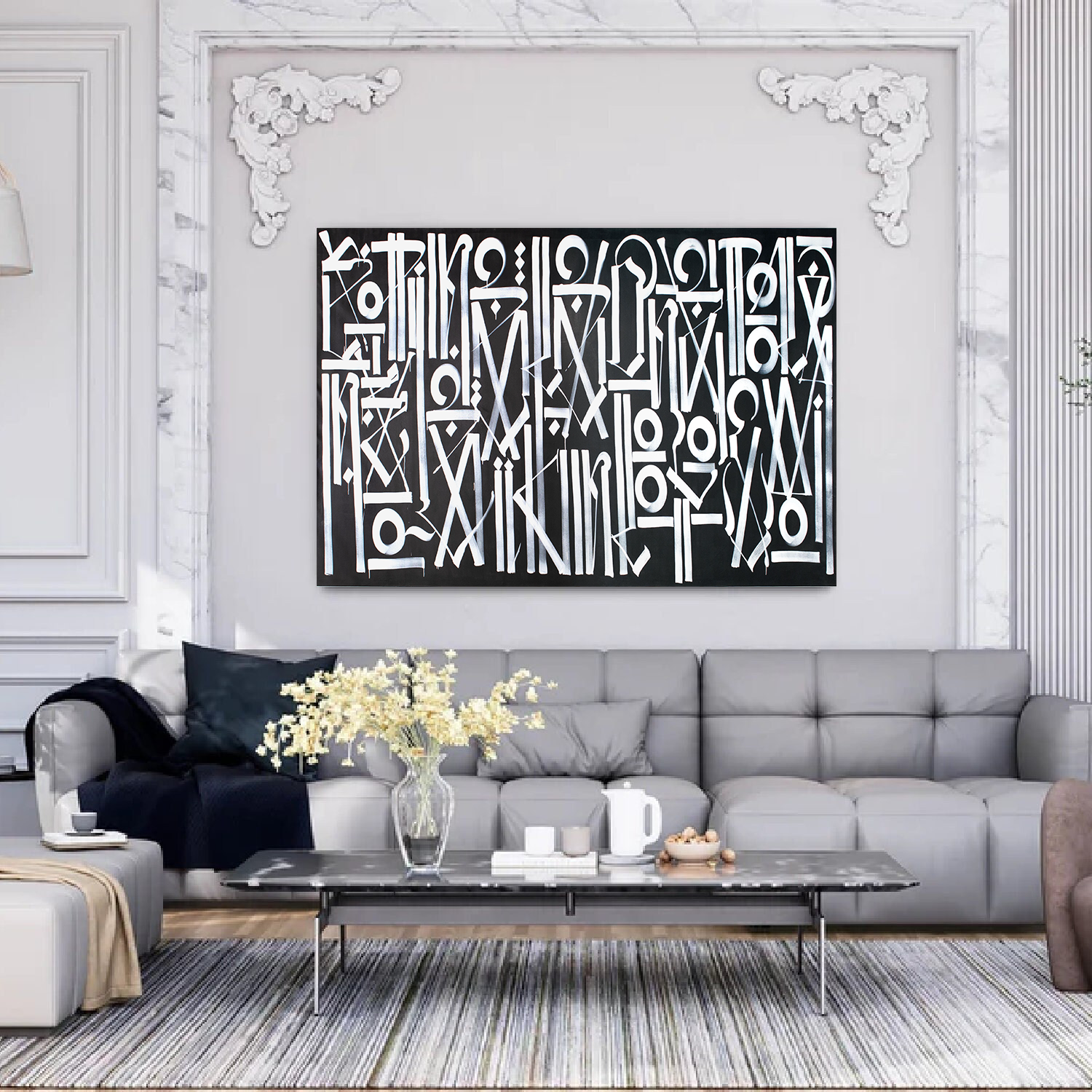 Monochromatic Retna-Inspired Calligraphic Painting