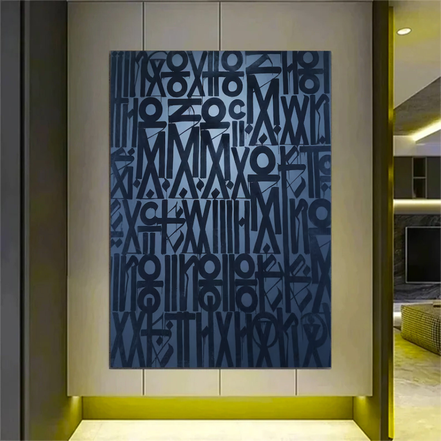 Deep Blue Retna-Inspired Graffiti Pop Art Painting