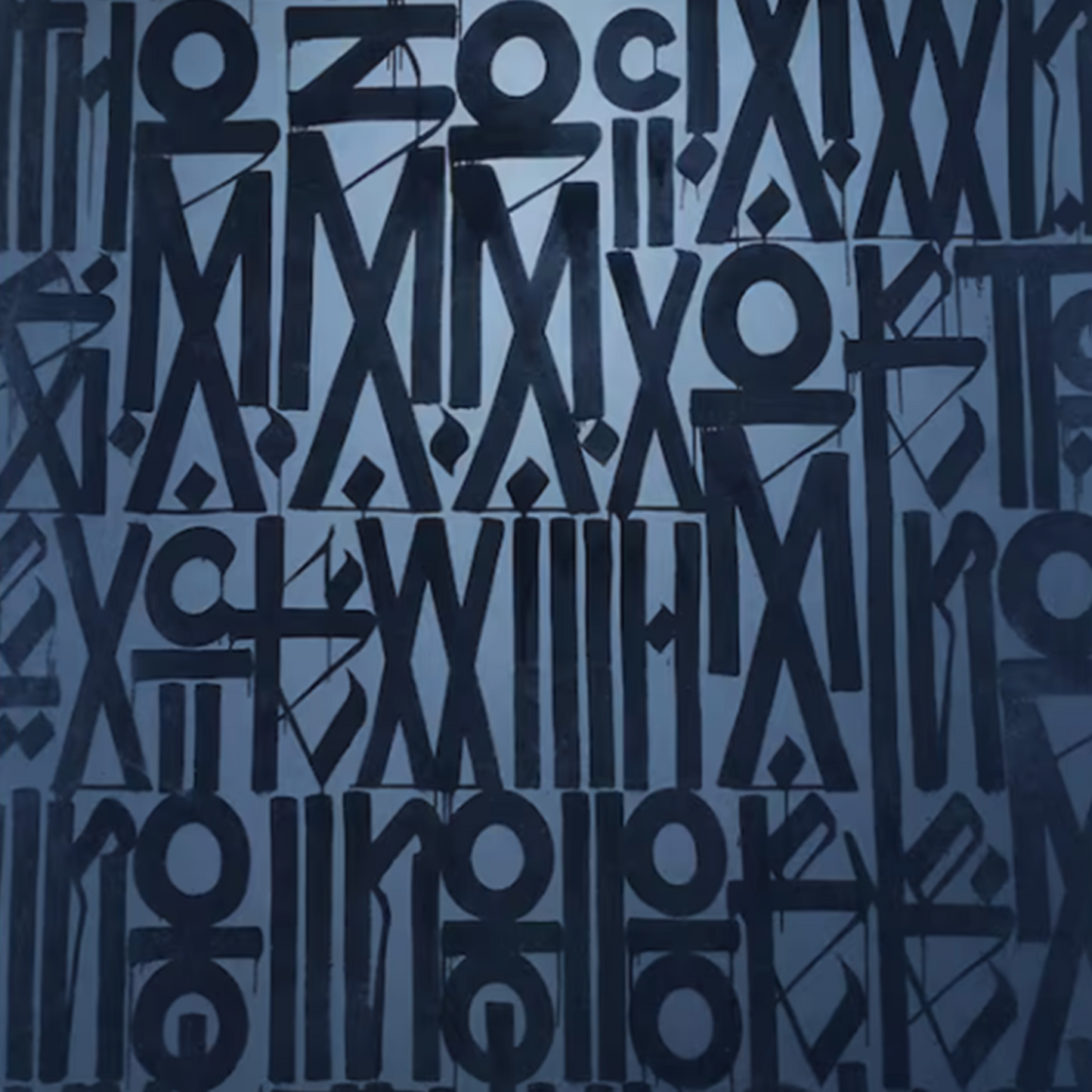 Deep Blue Retna-Inspired Graffiti Pop Art Painting