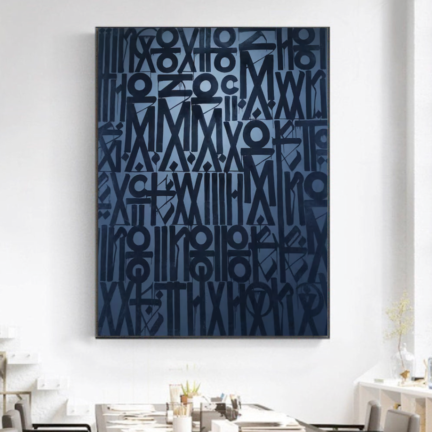 Deep Blue Retna-Inspired Graffiti Pop Art Painting